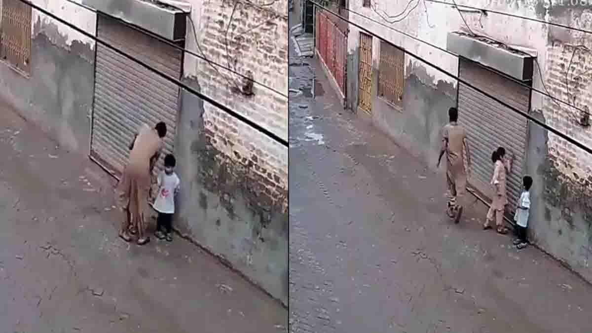 CCTV footage of a man harassing a little girl on the street in Pakistan - Viral Video