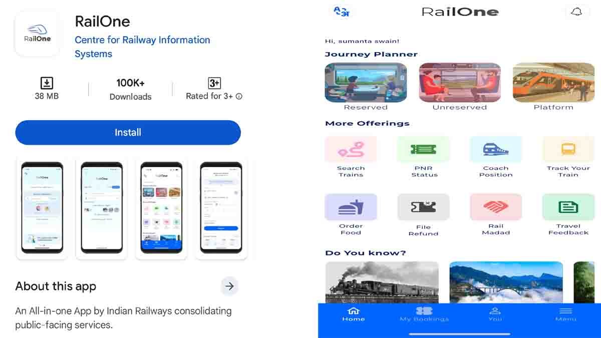 RailOne App Launched by Indian Railways for Unified Railway Services