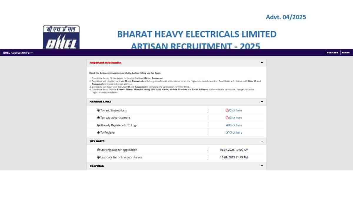 BHEL Craftsman Grade-IV Recruitment 2025 Apply Online – 515 Vacancies All India
