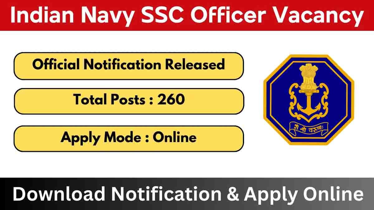 Apply for Indian Navy Officer Posts 2025 – SSC Entry Notification