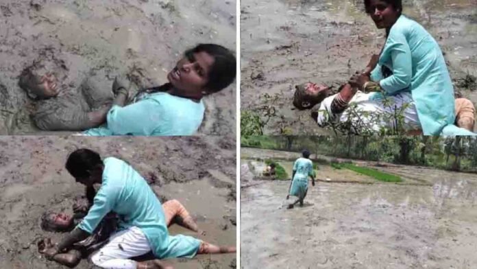 Shocking Family Dispute in Mandya – Stepmother Attacks Stepdaughter in Muddy Field - Viral Video