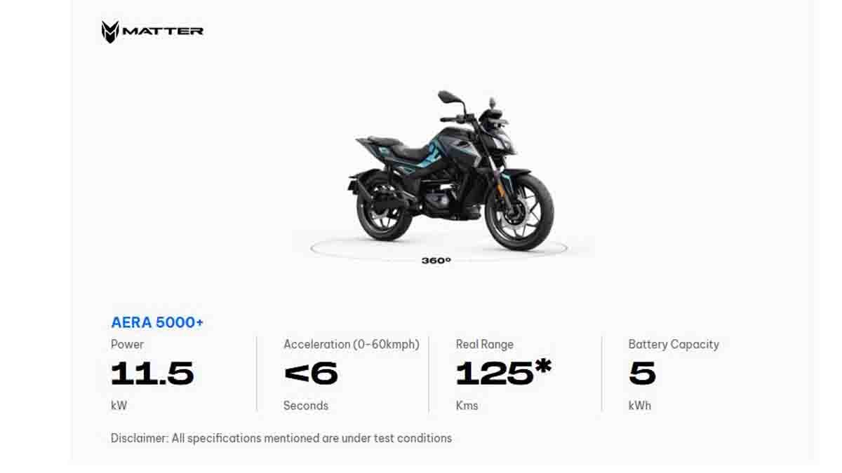 Matter Aera : ಮ್ಯಾಟರ್ ಏರಾ ಎಲೆಕ್ಟ್ರಿಕ್ ಬೈಕ್ ಮೇಲೆ ಬಂಪರ್ ಆಫರ್: ₹15,000 ಮೌಲ್ಯದ ಲಾಭ ಪಡೆಯಿರಿ...! 3 Matter Aera Electric Bike Festive Offer Save ₹15,000 - India's First Geared EV Bike
