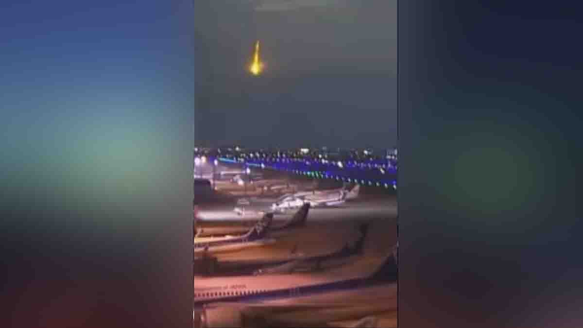 Bright blue and green fireball meteors light up the night sky over Kyushu and Shikoku, Japan