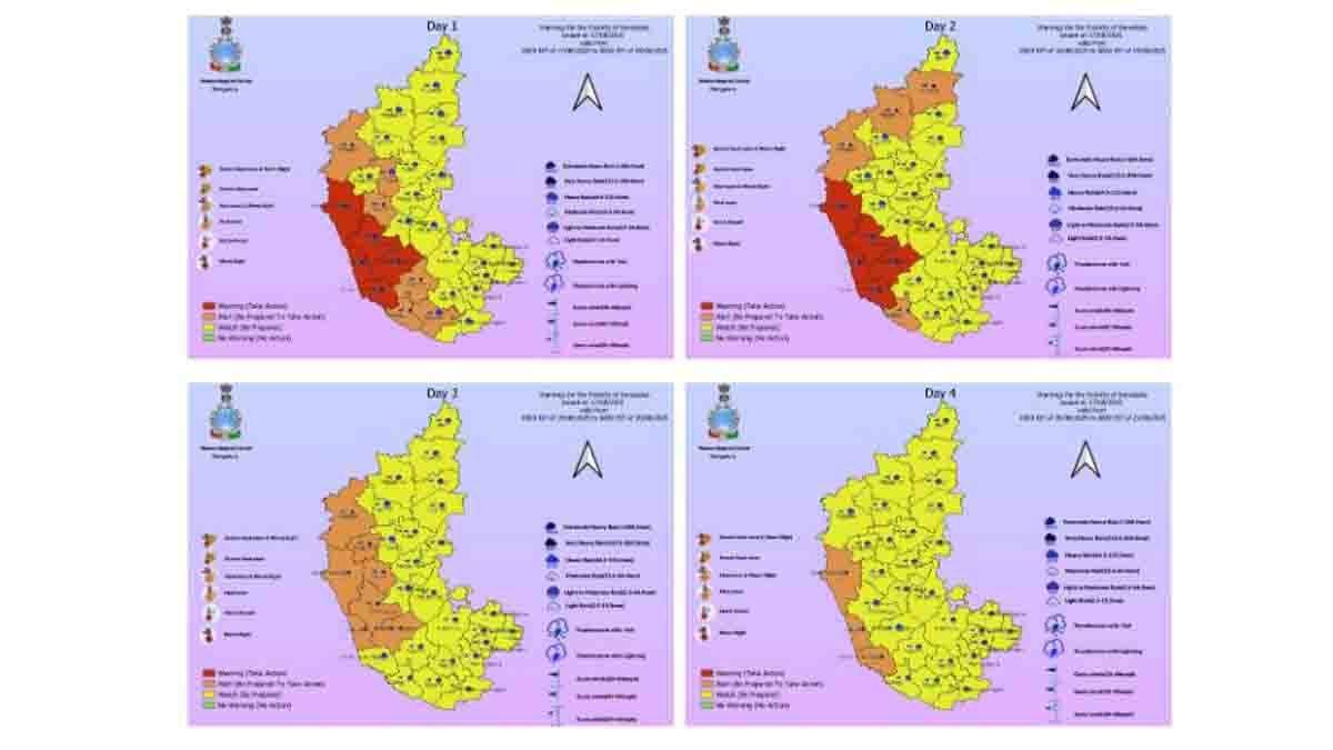 Heavy rain forecast in Karnataka: IMD issues red, orange, and yellow alerts with school and college holidays declared