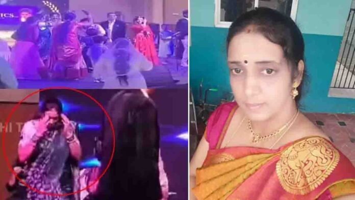 Chennai woman Jeeva collapsed while dancing on stage at a wedding reception - Video Viral