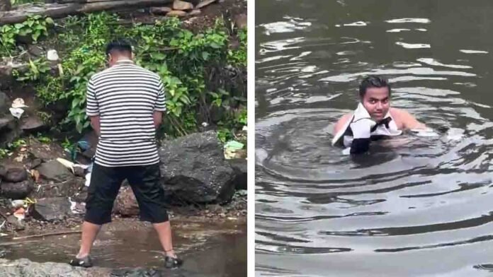 Tourists gathered at Bhushi Dam in Lonavala during monsoon where a controversial urination incident occurred - Viral Video