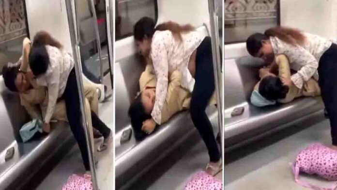 Two women fighting inside Delhi Metro for a seat, viral video sparks social media reactions.