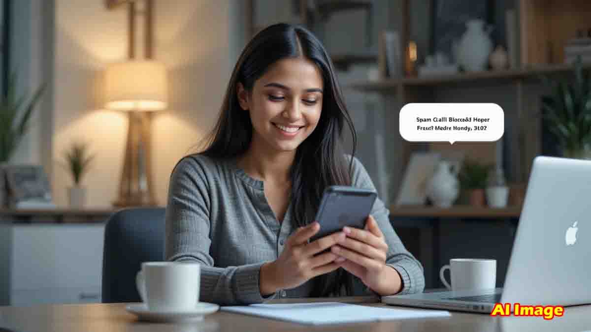Person blocking spam calls using DND TRAI app on smartphone – government solution to stop credit card, loan, and promotional calls