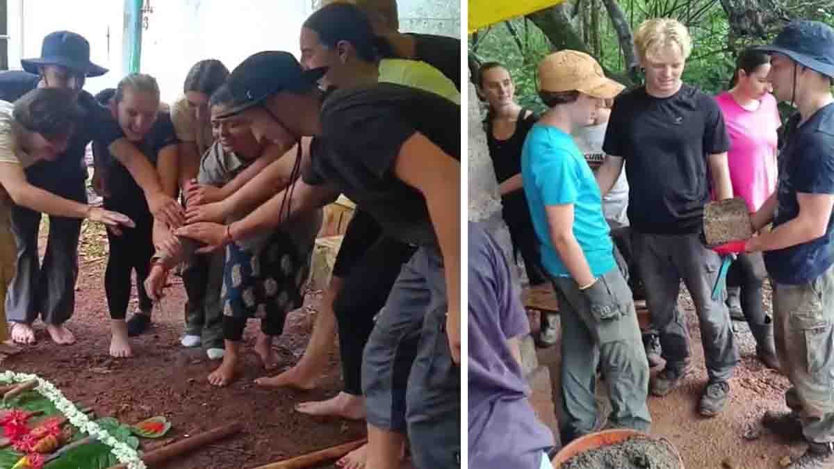 French students constructing toilets for Kudlu Government School children in Udupi Karnataka - Viral video