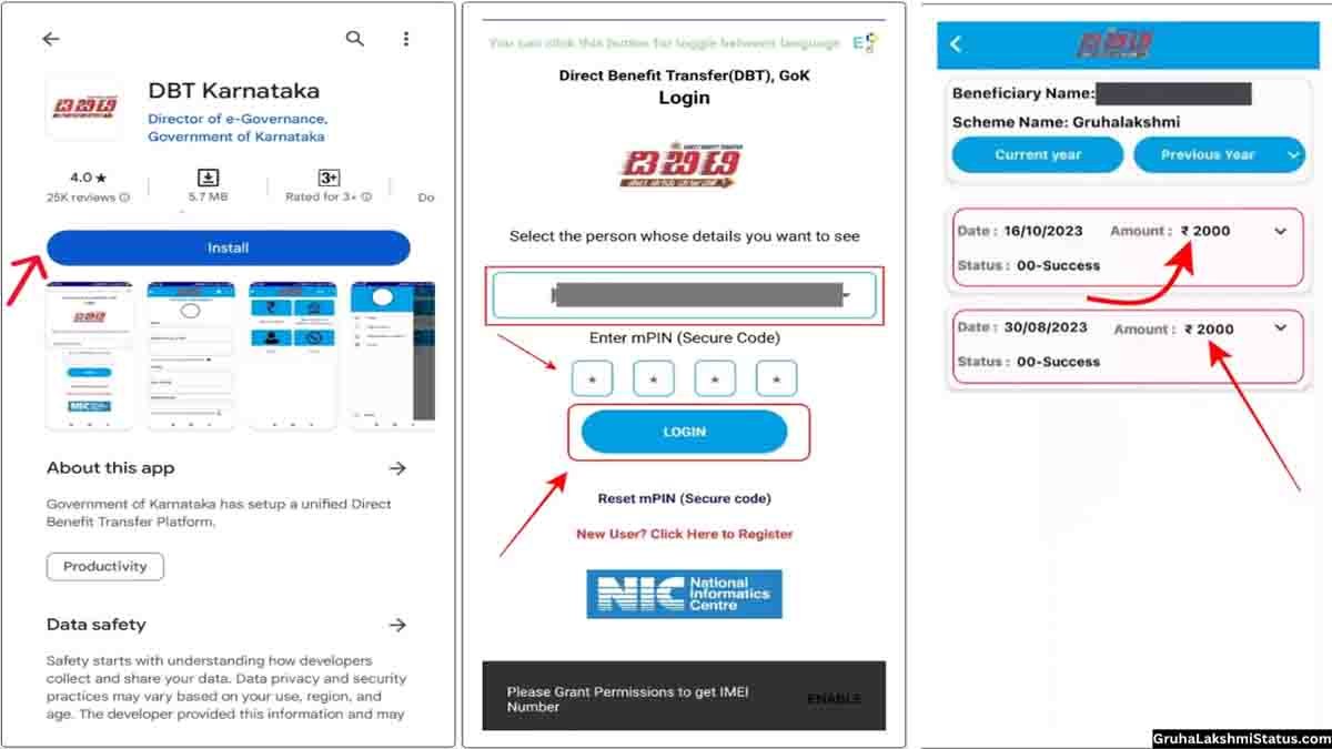 GruhaLakshmi Scheme Karnataka – How to check ₹2000 payment status online via DBT Karnataka app and Mahiti Kanaja website