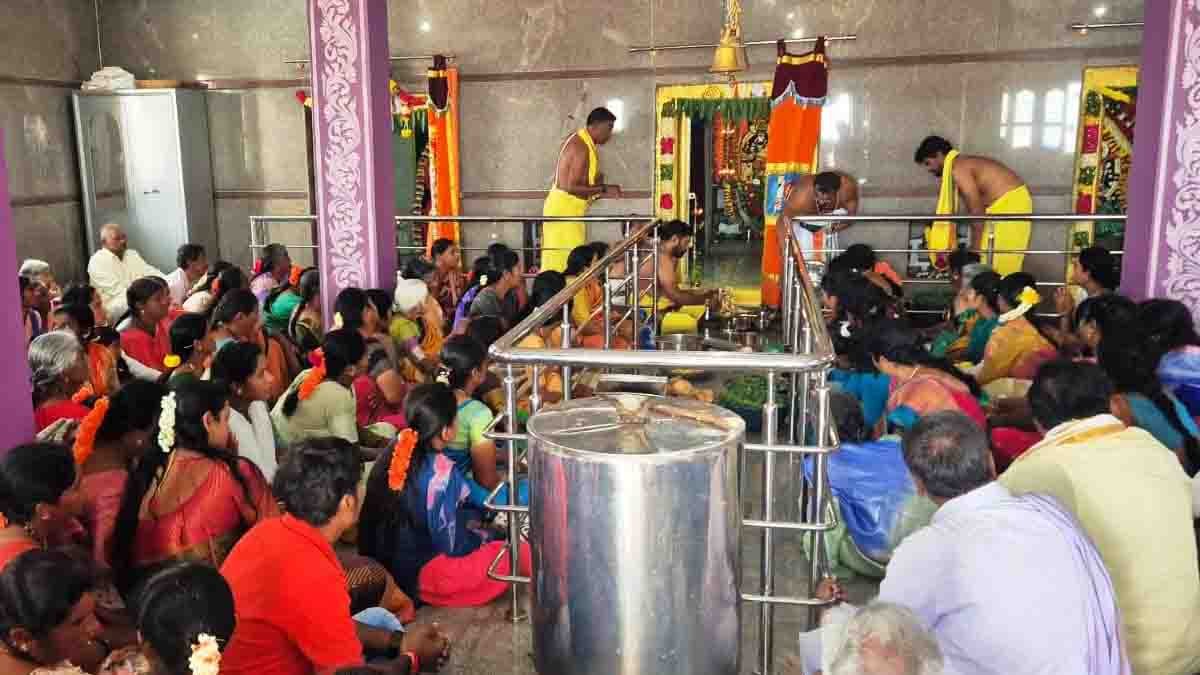 Krishna Janmashtami 2025 celebrations at Sri Venugopala Swamy Temple, Dapparthi village – devotees, children dressed as Radha-Krishna, temple decorations, and prasada distribution