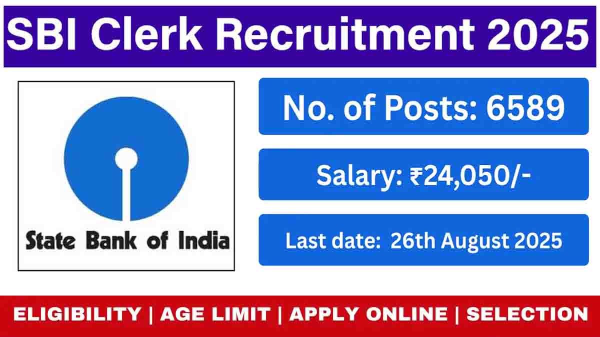 SBI Clerk Recruitment 2025 - 6589 Vacancies - Apply Online