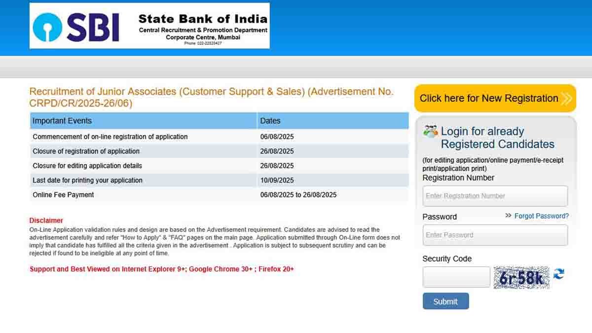 SBI Clerk Recruitment 2025 - 6589 Vacancies - Apply Online