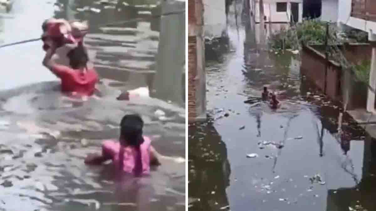 Heartbreaking Video from Uttar Pradesh Floods: Couple Carries Newborn Through Neck-Deep Water in Prayagraj