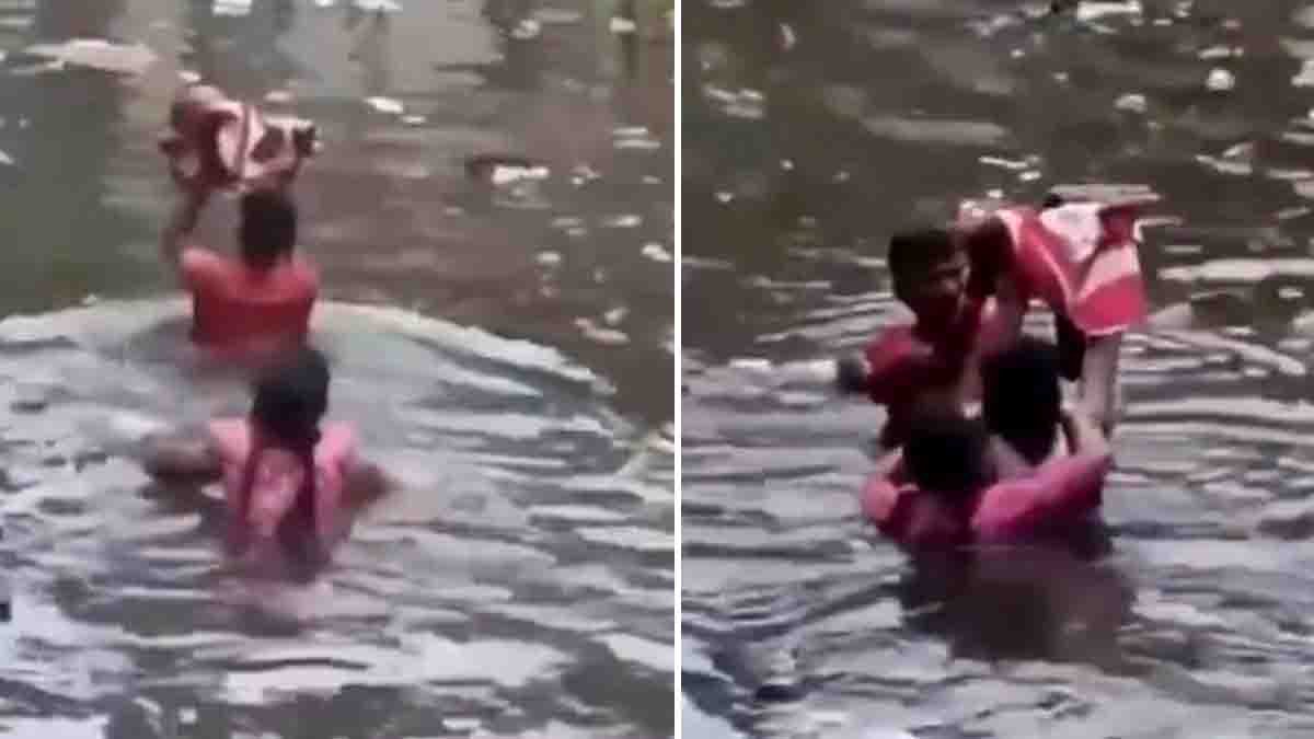 Heartbreaking Video from Uttar Pradesh Floods: Couple Carries Newborn Through Neck-Deep Water in Prayagraj