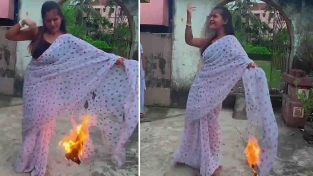 Young woman sets saree on fire while dancing for Instagram reel