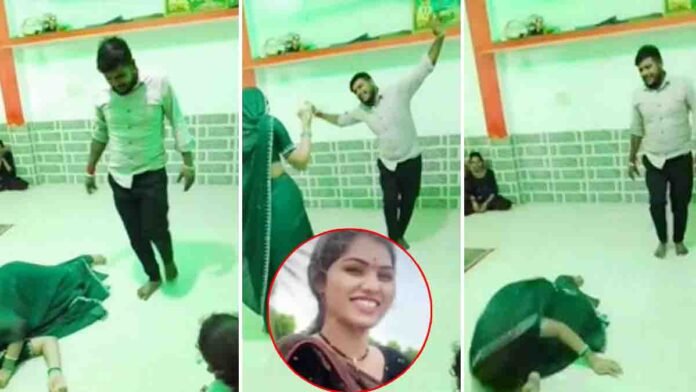 A newlywed bride performing Garba dance during Navratri festival in Madhya Pradesh Durga temple
