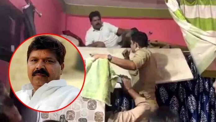 Samajwadi Party leader Kaish Khan hiding under bed arrested by police viral video