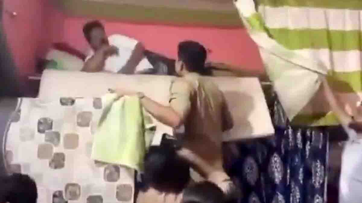 Samajwadi Party leader Kaish Khan hiding under bed arrested by police viral video
