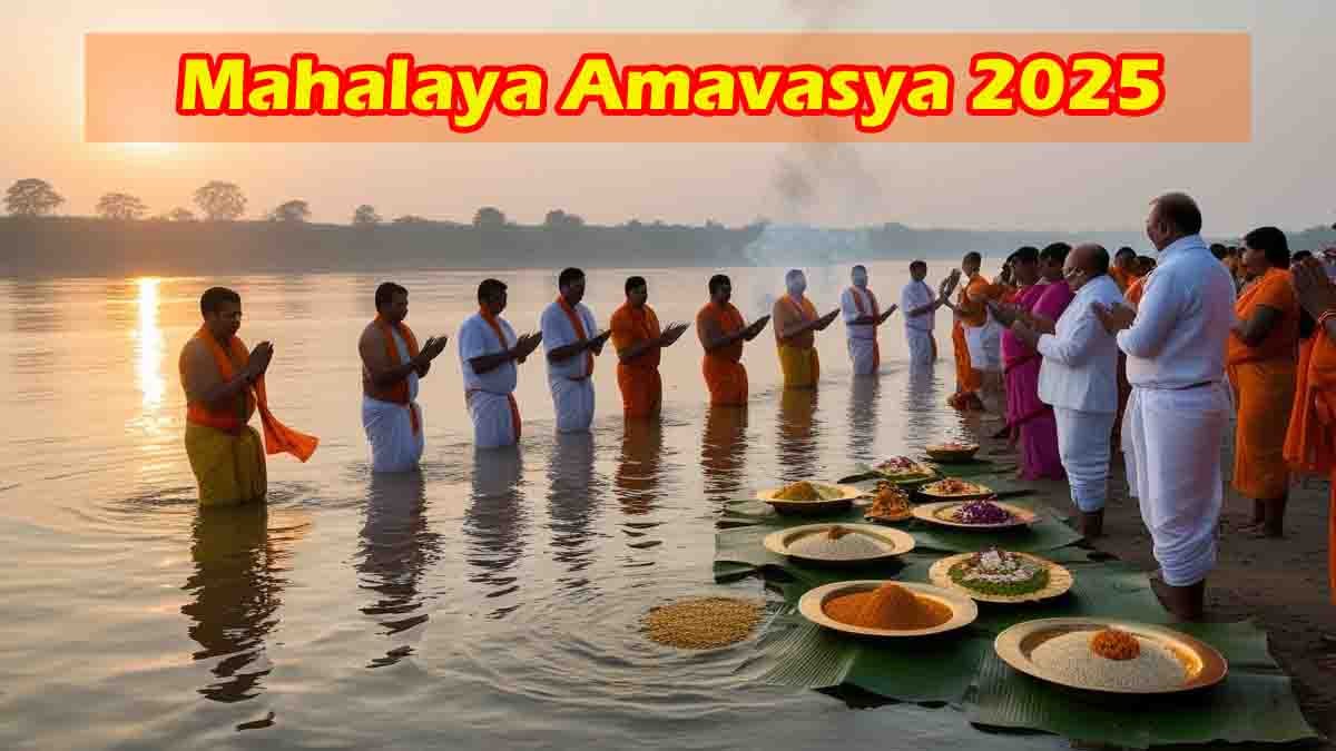 People performing rituals and offering prayers on Mahalaya Amavasya 2025