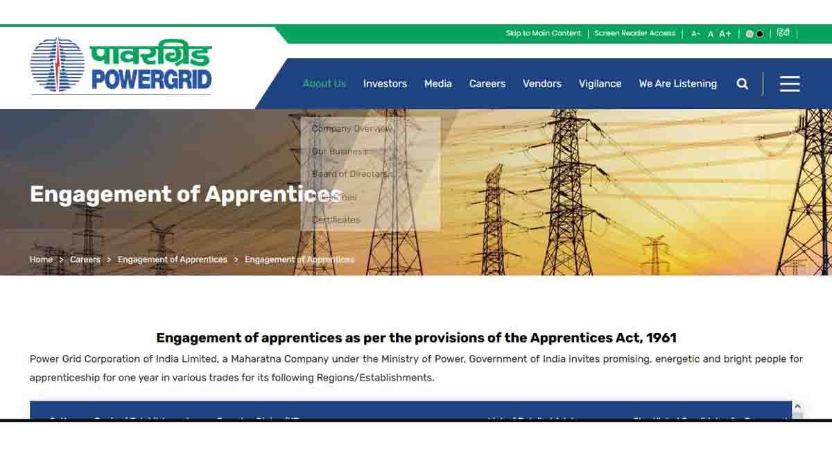PGCIL Apprentice Recruitment 2025 : PGCIL ನಿಂದ 1149 ಅಪ್ರೆಂಟಿಸ್ ಹುದ್ದೆಗಳಿಗೆ ಬೃಹತ್ ನೇಮಕಾತಿ: ಪದವೀಧರರಿಗೆ ಸುವರ್ಣಾವಕಾಶ..! 2 PGCIL Apprentice Recruitment 2025 – Apply Online for 1149 Vacancies