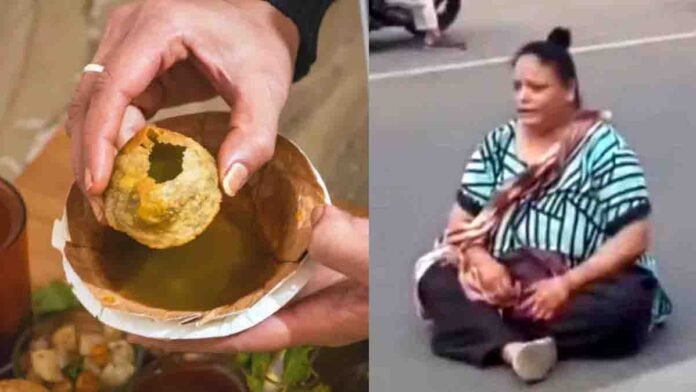 Young woman blocks traffic in Vadodara over pani puri dispute, viral video on social media