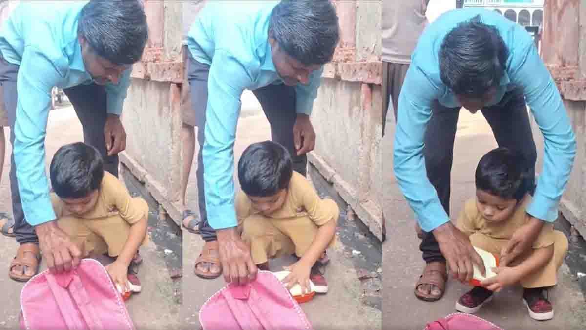 Video : ಹಸಿವು ತಾಳಲಾರದೇ, ರಸ್ತೆಯಲ್ಲೇ ಕುಳಿತು ನೂಡಲ್ಸ್ ತಿಂದ ಪುಟಾಣಿ, ವಿಡಿಯೋ ವೈರಲ್..! 2 Viral video of innocent boy eating noodles on the road