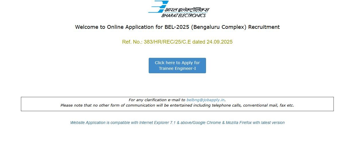 BEL Recruitment 2025 : BEL ನಲ್ಲಿ 610 ಟ್ರೈನಿ ಇಂಜಿನಿಯರ್ ಹುದ್ದೆಗಳಿಗೆ ಅರ್ಜಿ ಆಹ್ವಾನ, ಪ್ರಮುಖ ಮಾಹಿತಿ ಇಲ್ಲಿದೆ ನೋಡಿ…! 2 BEL Recruitment 2025 – Apply Online for 610 Trainee Engineer-I Vacancies Across India