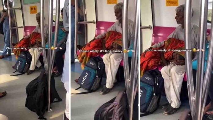 Elderly couple showing true love in Delhi Metro viral video
