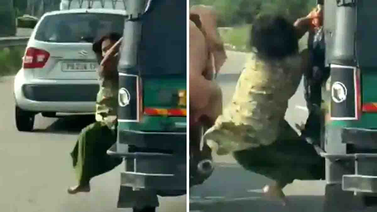 Viral Video : ಪಂಜಾಬ್ನಲ್ಲಿ ಆಟೋದಿಂದ ನೇತಾಡಿದ ಮಹಿಳೆ: ಚಲಿಸುತ್ತಿರುವ ವಾಹನದಲ್ಲೇ ದರೋಡೆಗೆ ಯತ್ನ..! 1 Brave Woman Foils Robbery Attempt in Ludhiana Auto – Punjab Crime Viral Video