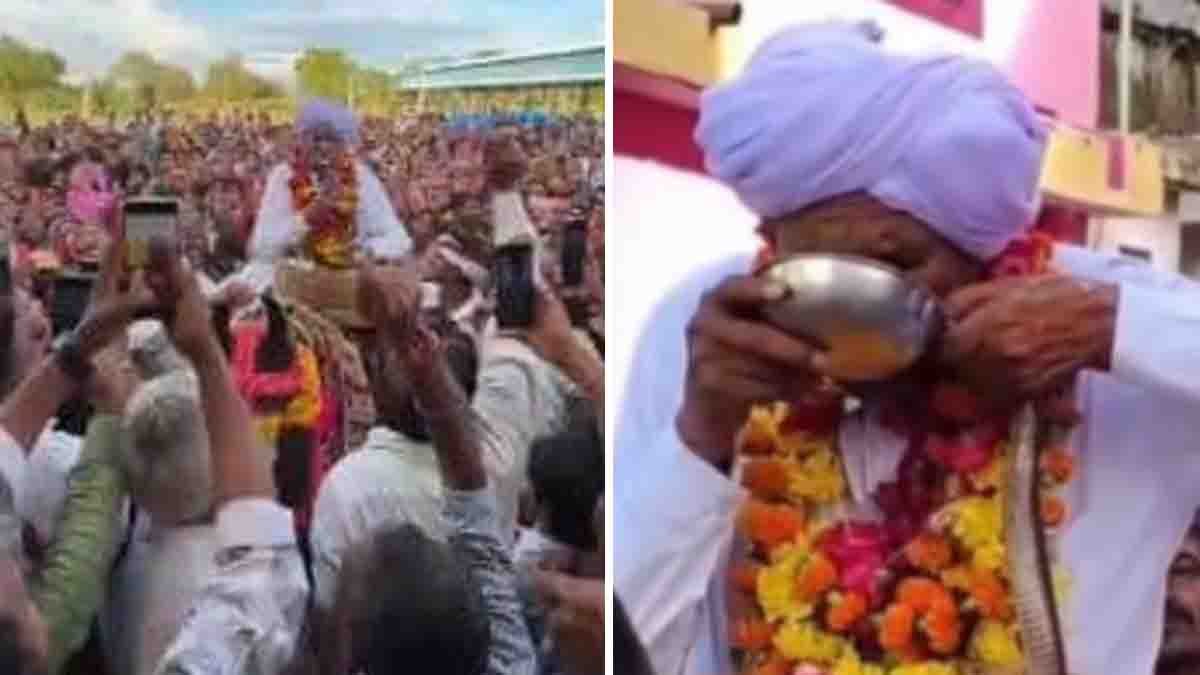 Tejaji Maharaj procession in Rajasthan viral video, man drinks milk with snake, snake bite on tongue, religious ritual and faith vs science debate