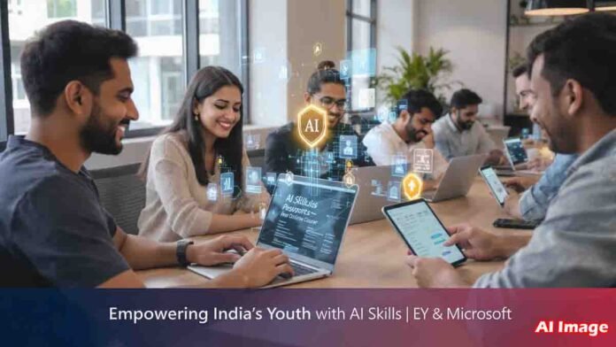 Students learning AI online through EY and Microsoft’s AI Skills Passport course, earning a digital badge