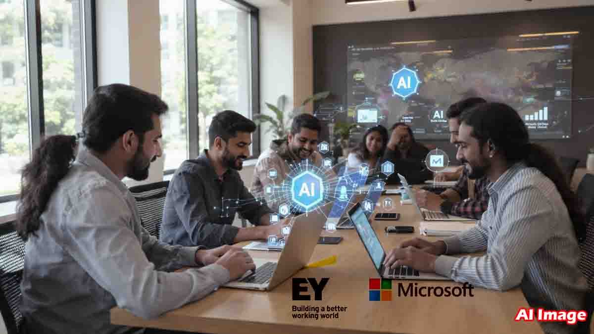 Students learning AI online through EY and Microsoft’s AI Skills Passport course, earning a digital badge