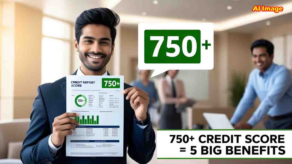 Credit score 750 plus benefits, lower interest rate, faster loan approval, higher credit limit, financial success