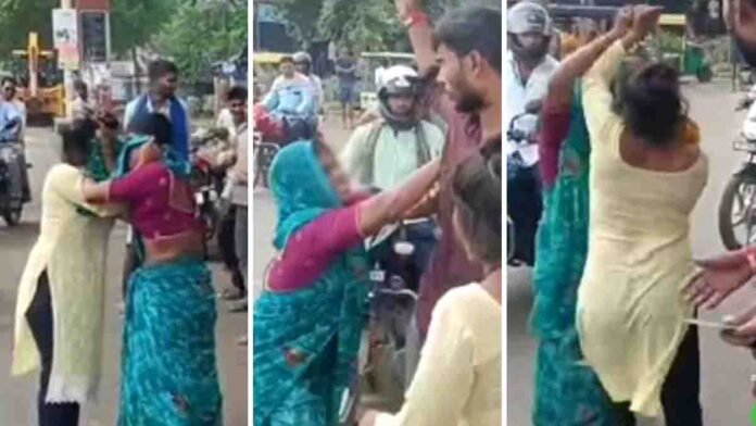 Kanpur couple fight viral video 0 Kanpur couple fight viral video – wife confronts husband and girlfriend on road in public brawl