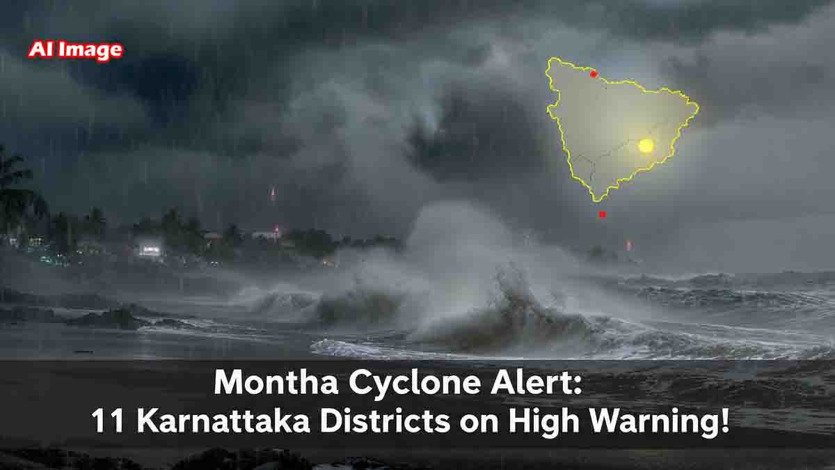 Montha Cyclone : ಮೊಂತಾ ಚಂಡಮಾರುತದ ಅಬ್ಬರ: ನಾಳೆ 11 ಜಿಲ್ಲೆಗಳಿಗೆ 'ಯೆಲ್ಲೋ ಅಲರ್ಟ್' - ಕರಾವಳಿಯಲ್ಲಿ ಕಟ್ಟೆಚ್ಚರ! 1 Montha Cyclone Yellow Alert in 11 Karnataka Districts – Strong Winds and Heavy Rainfall Forecast