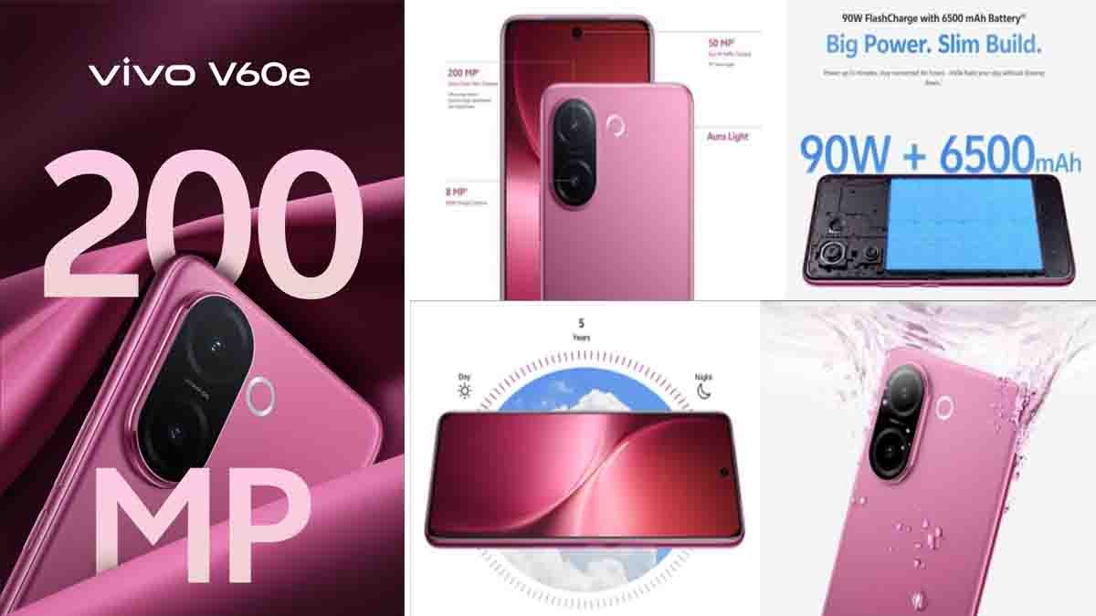 Vivo V60e smartphone with 200MP camera and 6500mAh battery launching in India