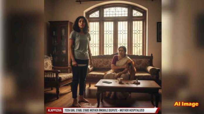 Kerala Alappuzha news – 17-year-old girl stabs mother with knife over mobile phone dispute, mother hospitalized, shocking crime incident