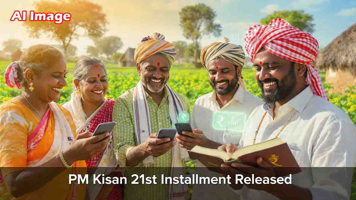 Farmers checking PM Kisan 21st installment update online, rural India agriculture payment news