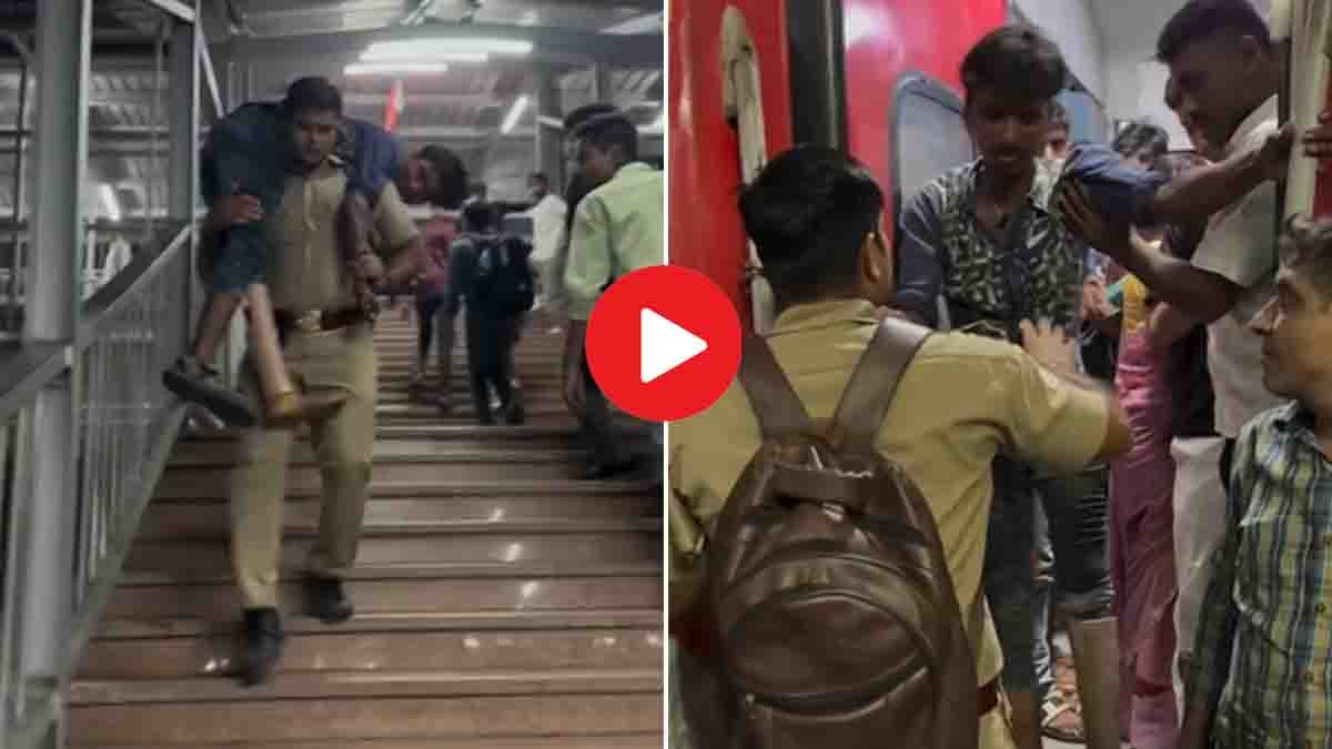 UP Police officer lends his shoulder to help a differently-abled man board a train — a viral act of true humanity - Video