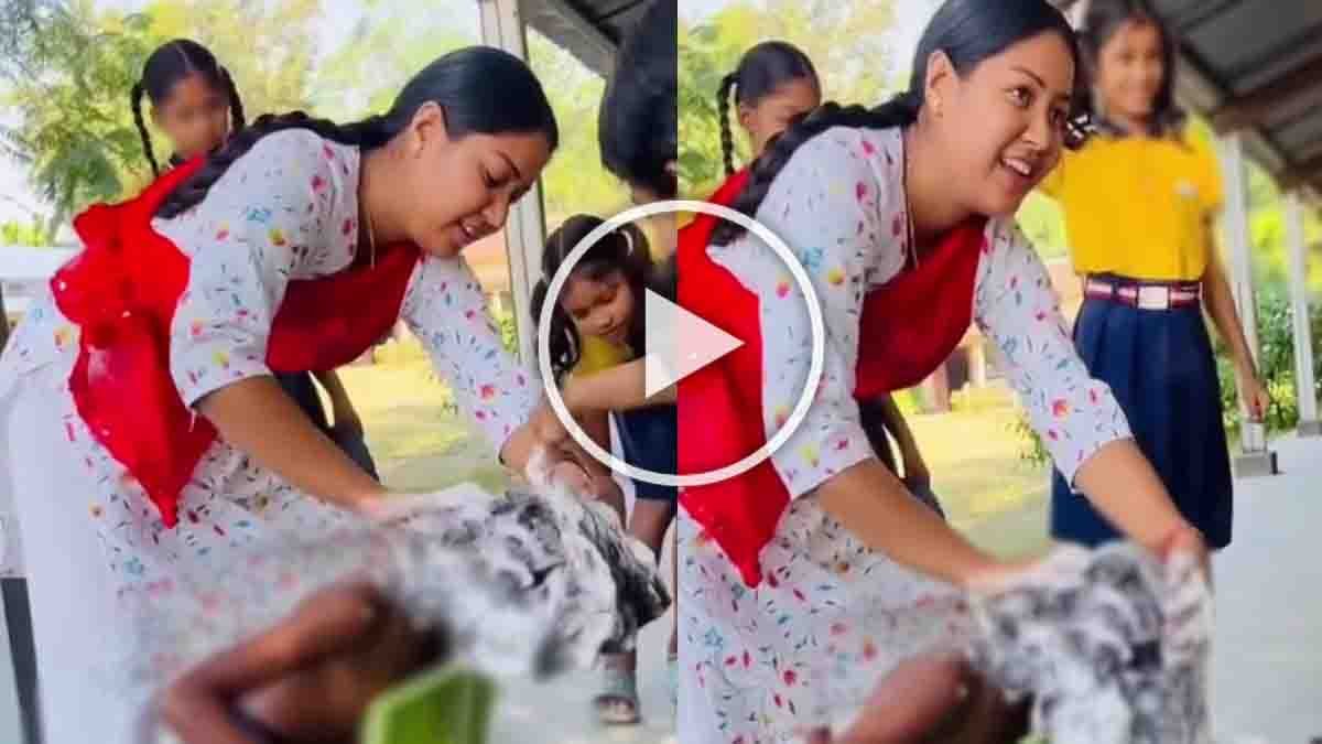 Viral Video : ಅಸ್ಸಾಂ ಶಾಲೆಯಲ್ಲಿ ಬಡ ವಿದ್ಯಾರ್ಥಿಗಳ ಆರೈಕೆ; ಶಿಕ್ಷಕಿಯ ಹೃದಯಸ್ಪರ್ಶಿ ಕಾರ್ಯಕ್ಕೆ ಮೆಚ್ಚುಗೆ…! 2 Teacher in Assam combing hair of poor schoolchildren before class in a heartwarming viral video