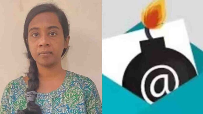 A female software engineer arrested by Bengaluru police after sending bomb threat emails to schools to take revenge on her ex-boy friend.
