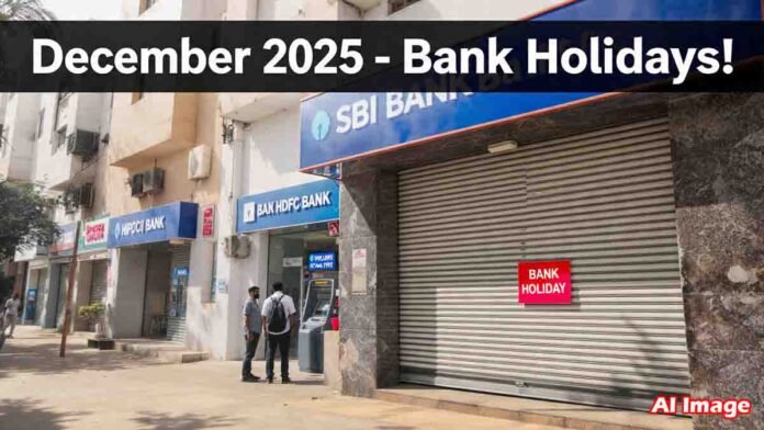 Bank Holidays December 2025 – List of 19 days banks remain closed in India, national and regional holiday chart, RBI official holiday schedule