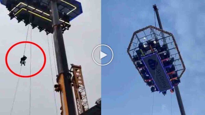 Tourists stranded on a sky dining platform 120 feet above ground after a crane malfunction in Kerala, with rescue operations underway - Viral video
