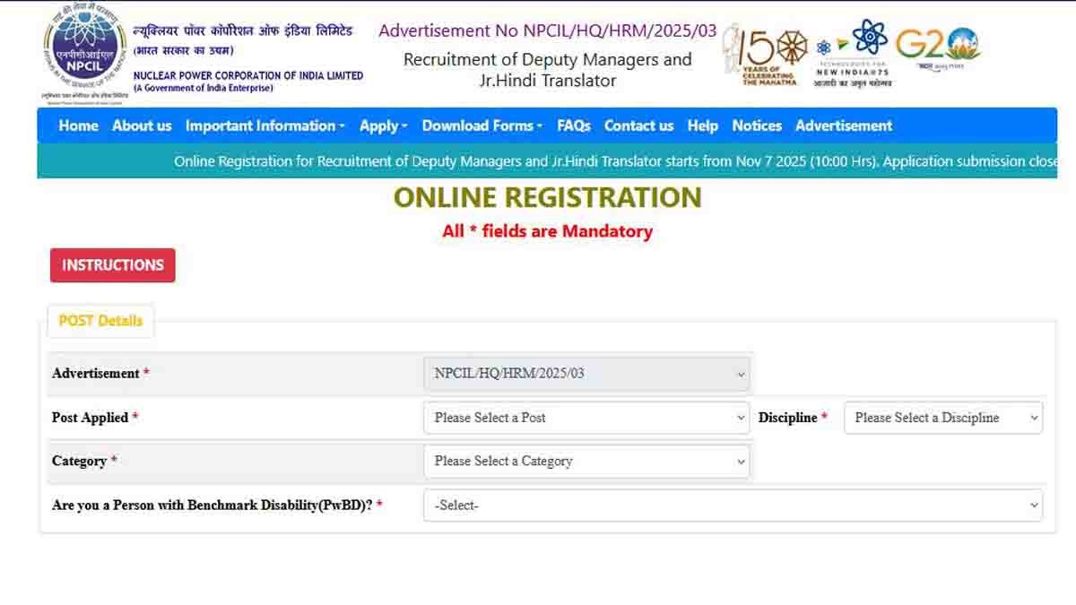 NPCIL Recruitment 2025 – Apply Online for 122 Deputy Manager and Junior Hindi Translator Posts | NPCIL Careers 2025
