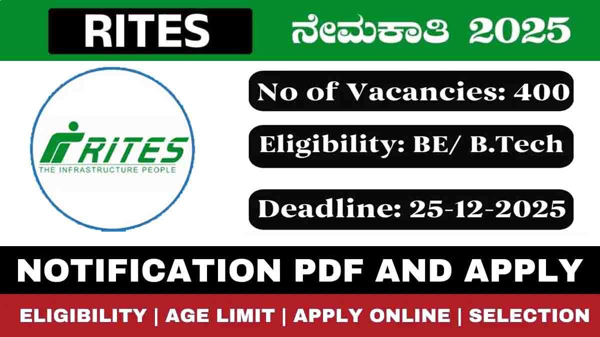 RITES Recruitment 2025 – Apply Online for 400 Assistant Manager Posts, Salary ₹42,478