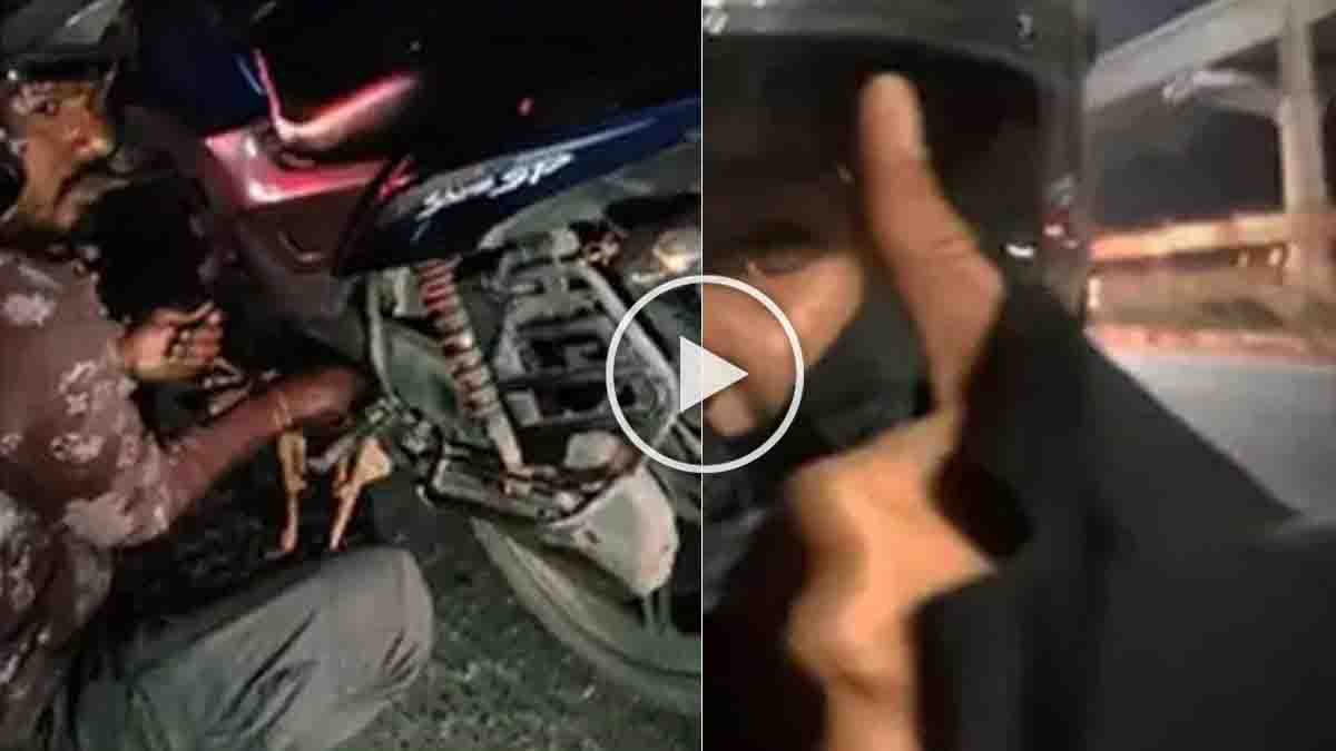 Rapido driver repairing a broken bike chain at midnight on a Bengaluru road while helping a woman safely reach home – viral heartwarming story