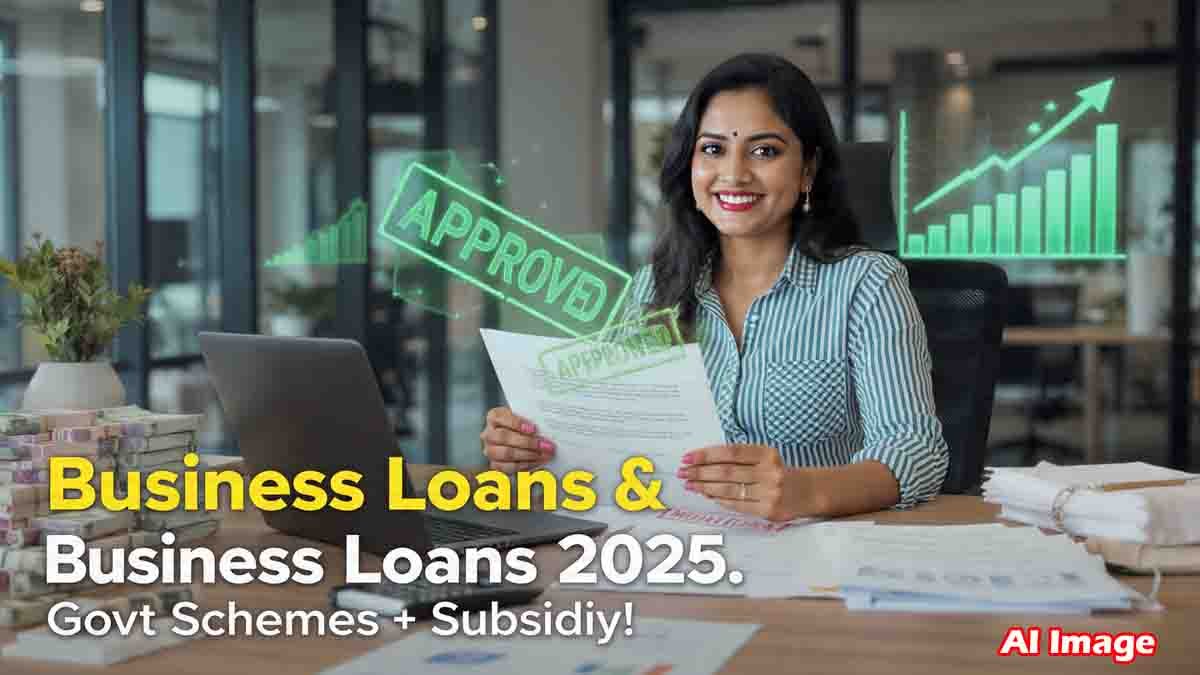 Business Loans for MSMEs in India showcasing government schemes like Mudra, PMEGP, CGTMSE with subsidy and collateral-free options.