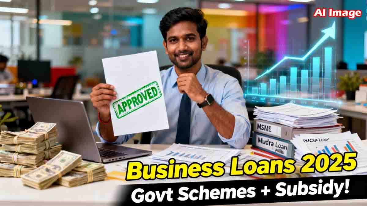 Business Loans for MSMEs in India showcasing government schemes like Mudra, PMEGP, CGTMSE with subsidy and collateral-free options.