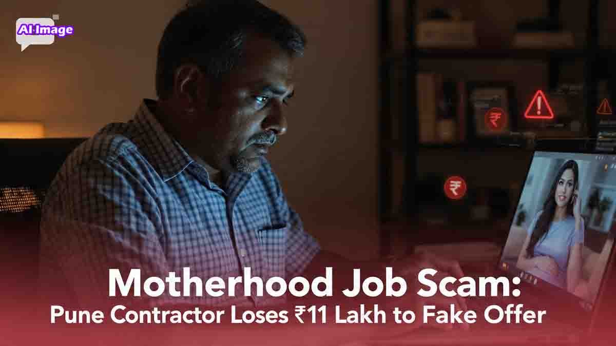 An Indian contractor looking shocked after realizing he was scammed by a fake online job offer called the Motherhood Job Scam